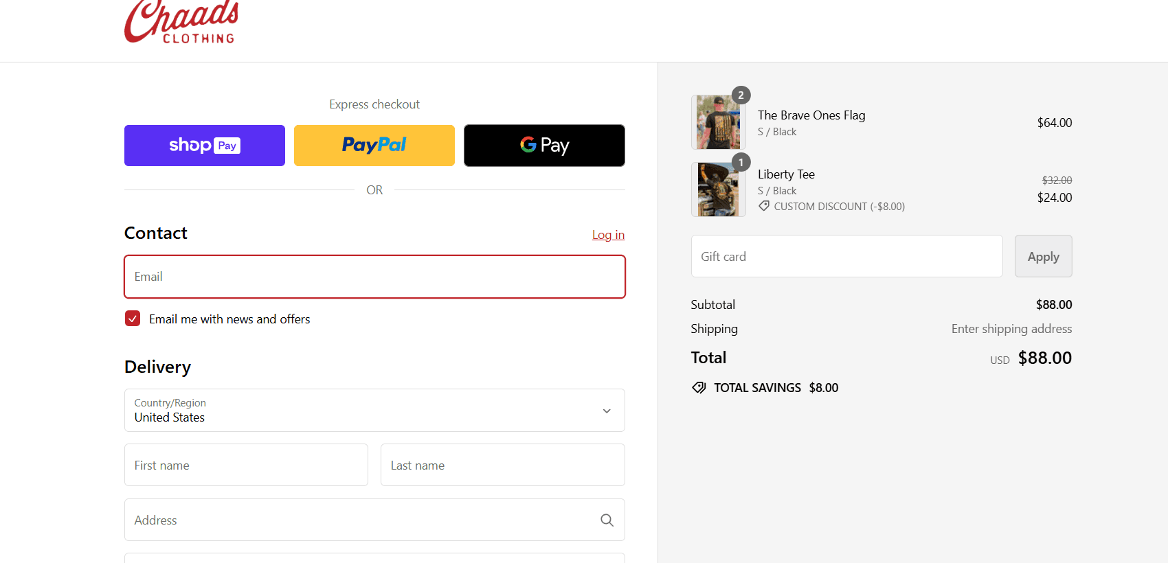How to apply Chaads coupon code